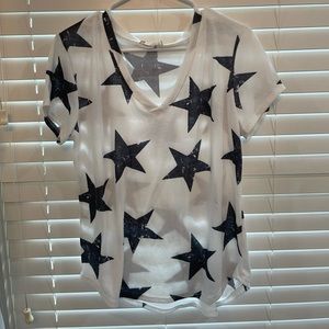 soft white with black stars shirt